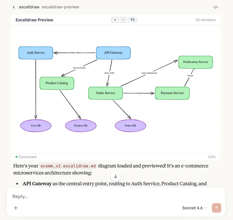 Excalidraw preview via MCP App
