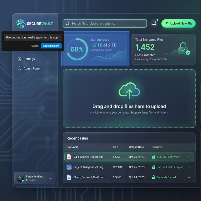 NBP mockup with Figma-style comment
